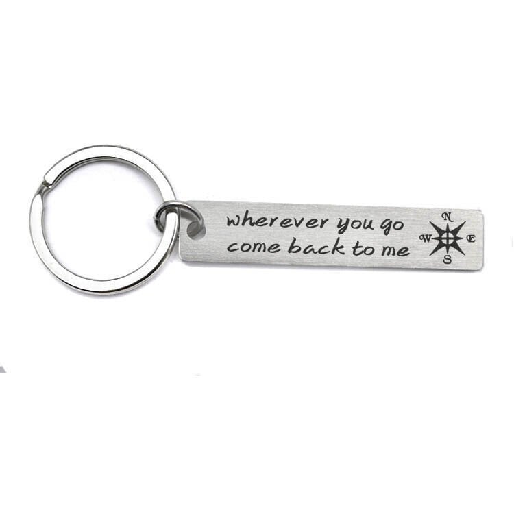 "Wherever you go come back to me"Cute Keychain-- A personalised new year gift for him/her