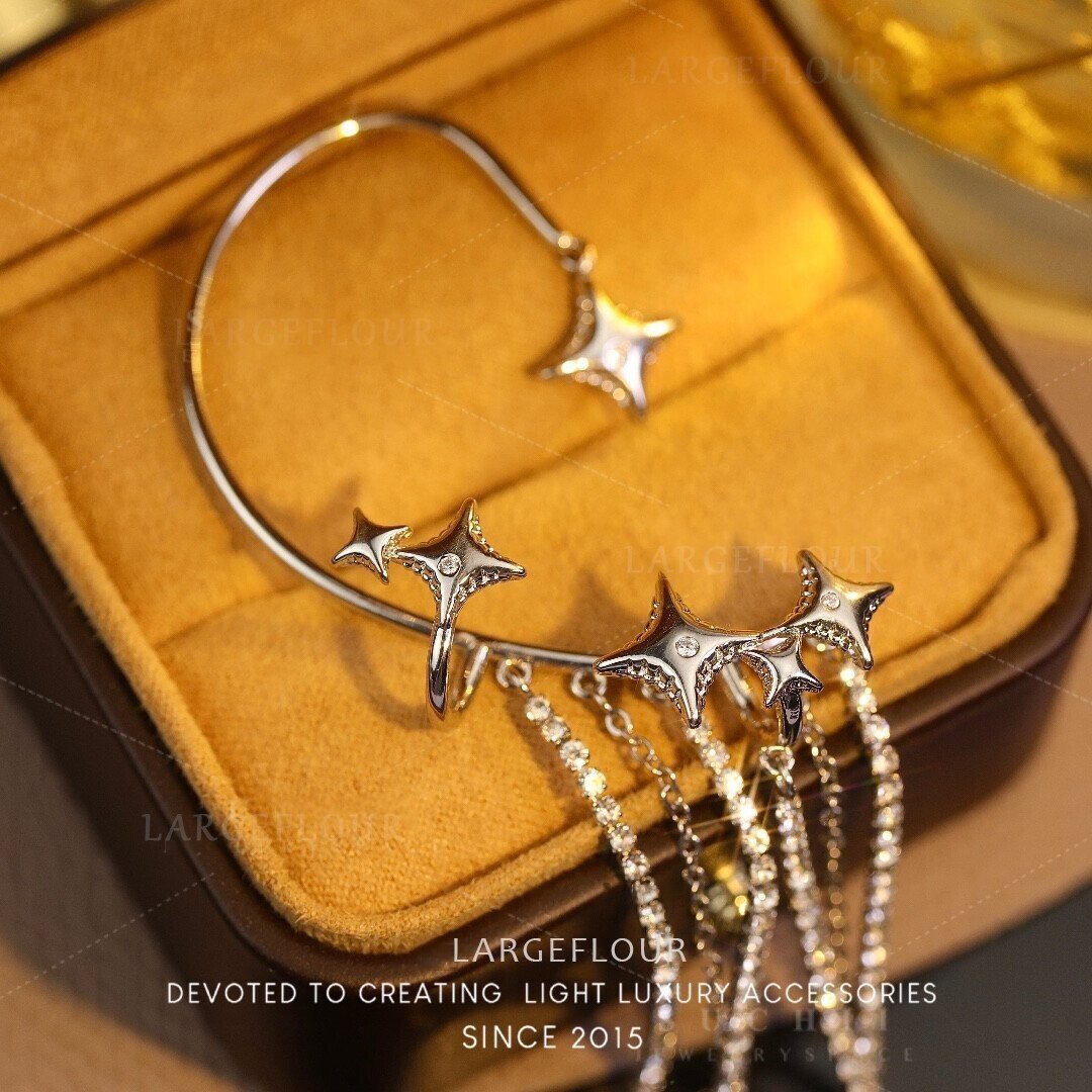 Shiny Star Diamond Tassel Earrings