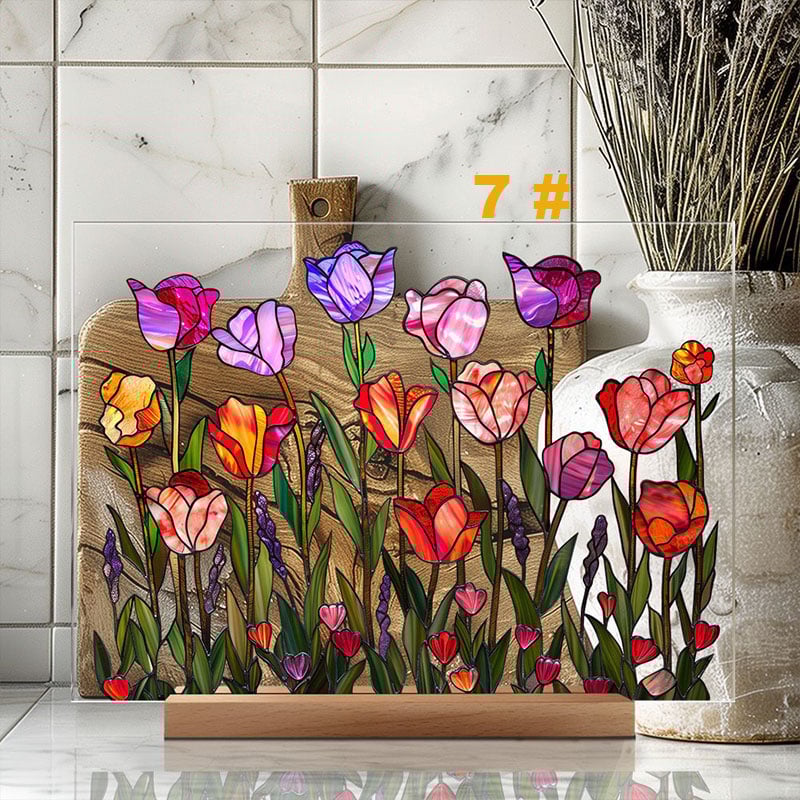 🌷🌼2024 NEW🌻🌺Painted Colorful Flower Pattern Imitation Glass Acrylic Decor💖Buy 3 Get 10% OFF & Free Shipping