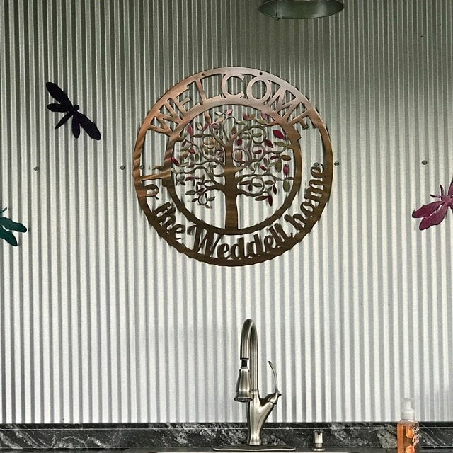 Welcome To Our Home Tree Metal Wall Art Spring Fall Fade