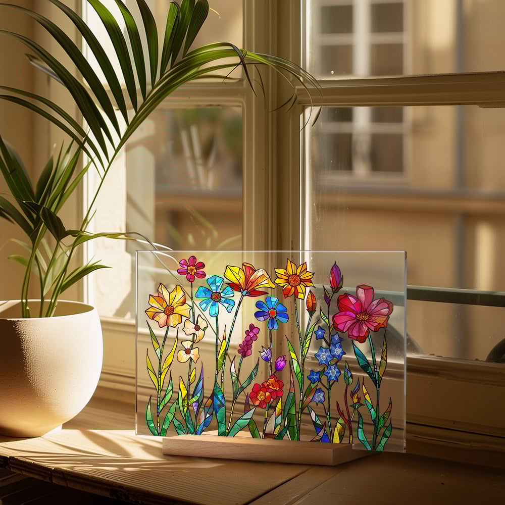 🌷🌼2024 NEW🌻🌺Painted Colorful Flower Pattern Imitation Glass Acrylic Decor💖Buy 3 Get 10% OFF & Free Shipping