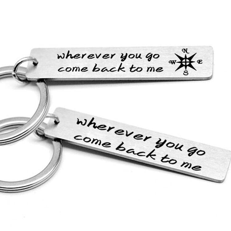 "Wherever you go come back to me"Cute Keychain-- A personalised new year gift for him/her