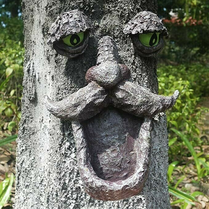 Willy the rude Tree Face - outdoor garden statues