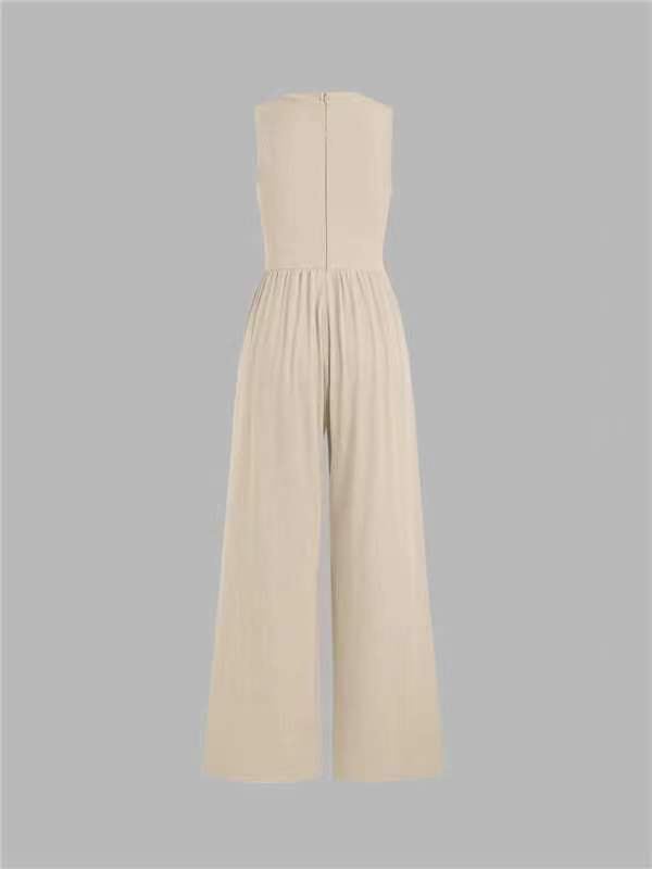 HOT SALE 49% OFF- SOLID SLEEVELESS WIDE LEG JUMPSUIT