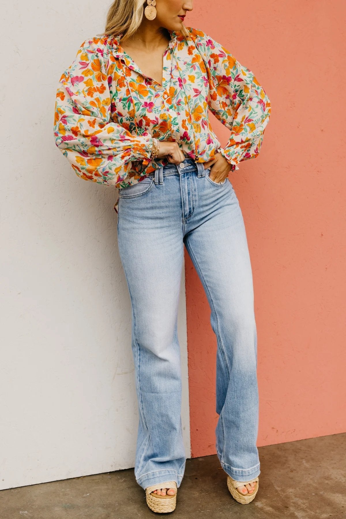 ⏰LAST DAY - HALF PRICE💥High Rise Vintage Wash Tummy Control Top Straight Leg Jeans