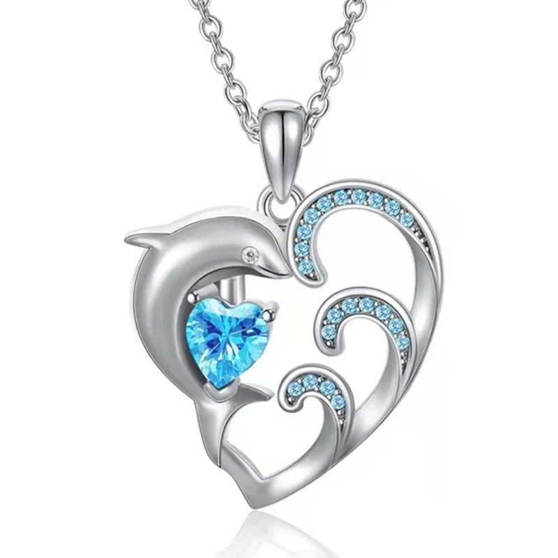 Dolphin Diamond necklace in Love shape