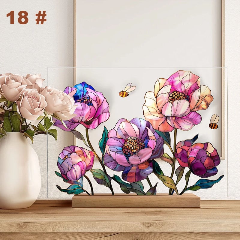🌷🌼2024 NEW🌻🌺Painted Colorful Flower Pattern Imitation Glass Acrylic Decor💖Buy 3 Get 10% OFF & Free Shipping
