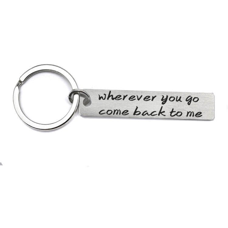 "Wherever you go come back to me"Cute Keychain-- A personalised new year gift for him/her