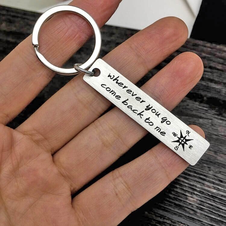 "Wherever you go come back to me"Cute Keychain-- A personalised new year gift for him/her
