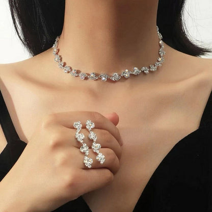 Curved floral necklace set