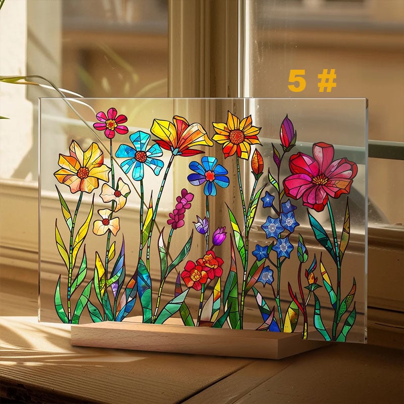 🌷🌼2024 NEW🌻🌺Painted Colorful Flower Pattern Imitation Glass Acrylic Decor💖Buy 3 Get 10% OFF & Free Shipping