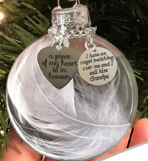 🔥LAST DAY 49% OFF - 💖"A Piece of My Heart Is In Heaven" Feather Ball Memorial Ornament