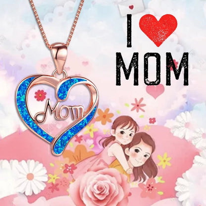 Love-Shaped Pendant Necklace with Letters MOM - A Heartfelt Gift