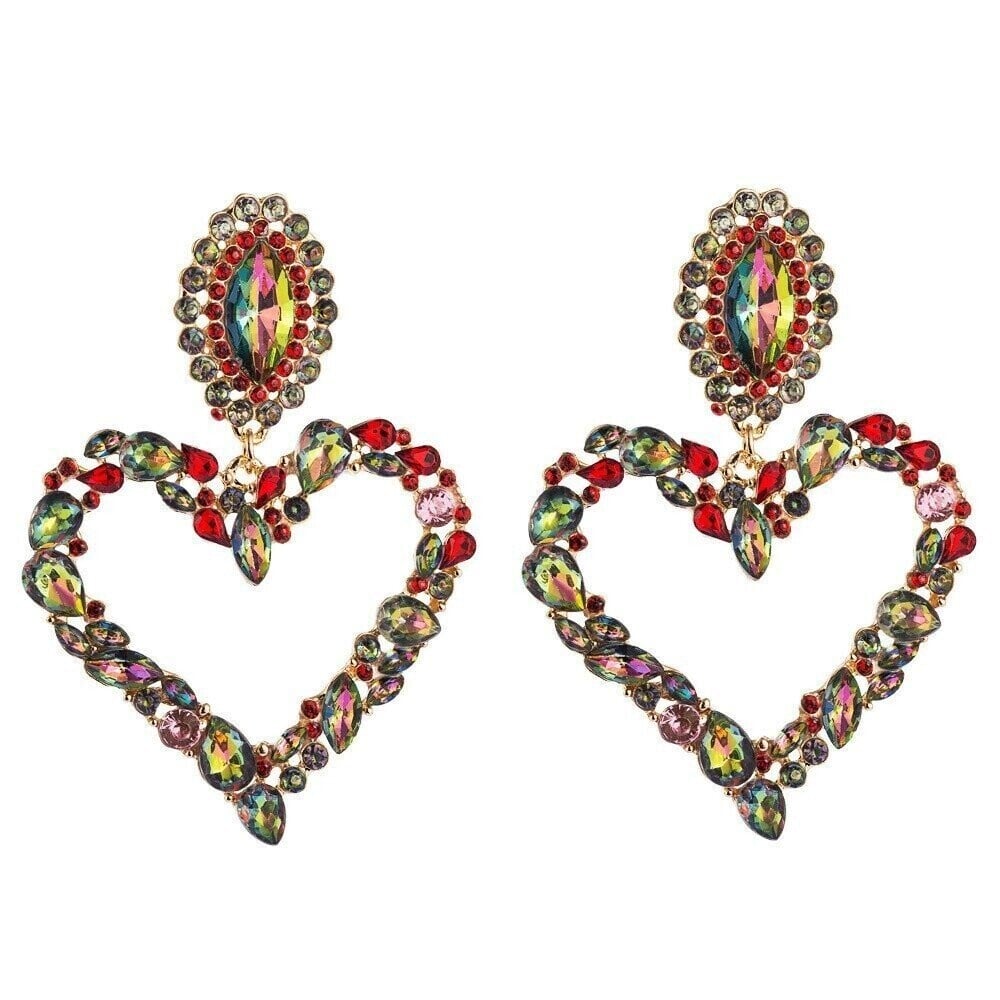 Heart-shaped diamond earrings