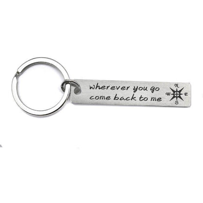 "Wherever you go come back to me"Cute Keychain-- A personalised new year gift for him/her