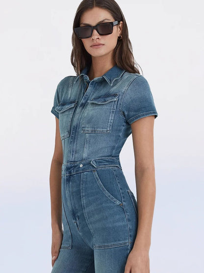 🔥Last Day Promotion 49% OFF-Skinny Bootcut Denim Jumpsuit