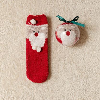 🎁Last Day 49%--🔥 Coral Fleece Socks in a Gift Box Christmas Ball
