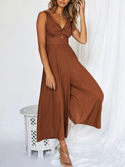 Last Day Promotion 49% OFF😍-V Neck Cutout High-Waist Jumpsuits(Buy 2 free shipping)
