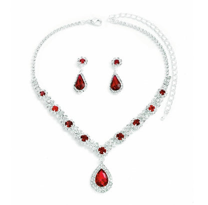 Crystal drop necklace earrings two-piece set