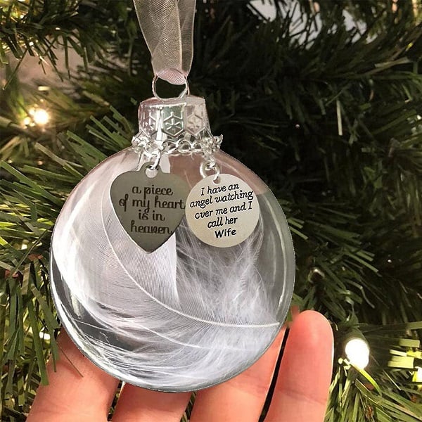🔥LAST DAY 49% OFF - 💖"A Piece of My Heart Is In Heaven" Feather Ball Memorial Ornament