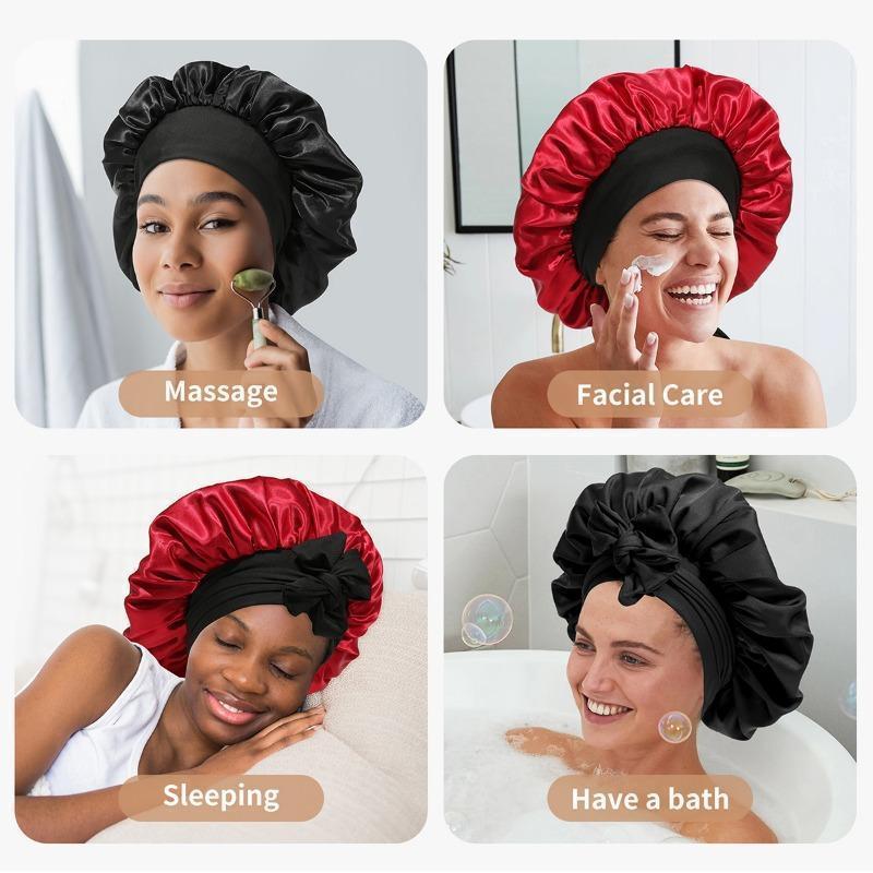 🔥LAST DAY SALE 49% OFF🔥Double Layered Satin Night Caps, Hair Care Silk-Like Bonnet Sleeping Hat