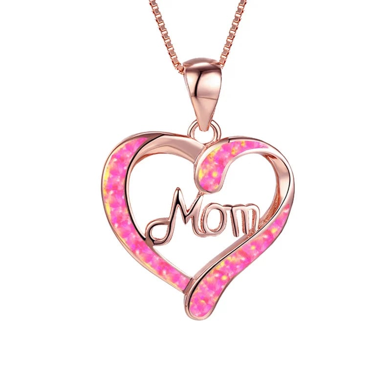 Love-Shaped Pendant Necklace with Letters MOM - A Heartfelt Gift