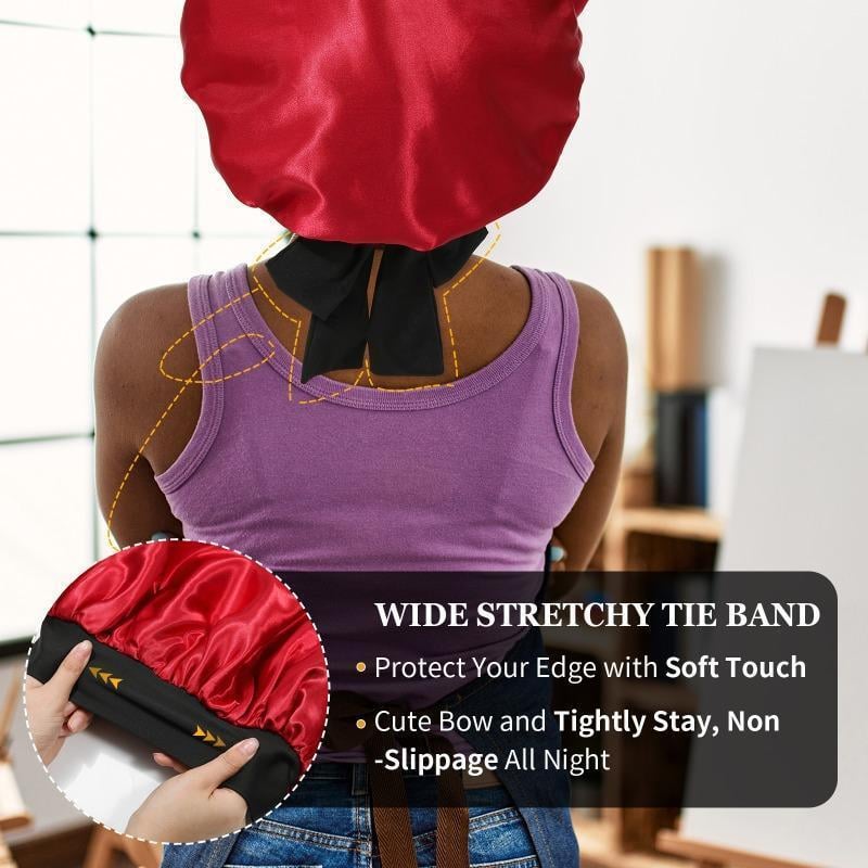 🔥LAST DAY SALE 49% OFF🔥Double Layered Satin Night Caps, Hair Care Silk-Like Bonnet Sleeping Hat