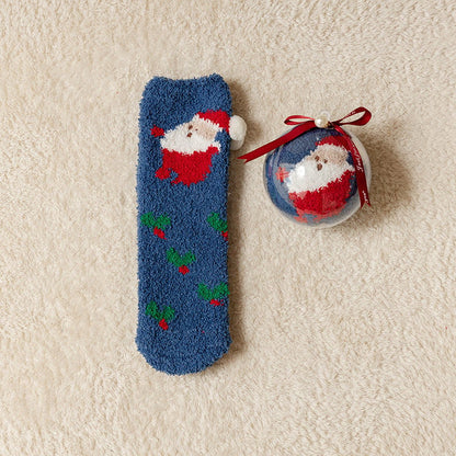 🎁Last Day 49%--🔥 Coral Fleece Socks in a Gift Box Christmas Ball