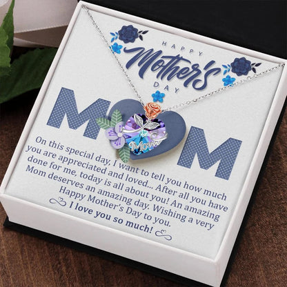 For Mom or Grandmothers Heart Pendant Necklace