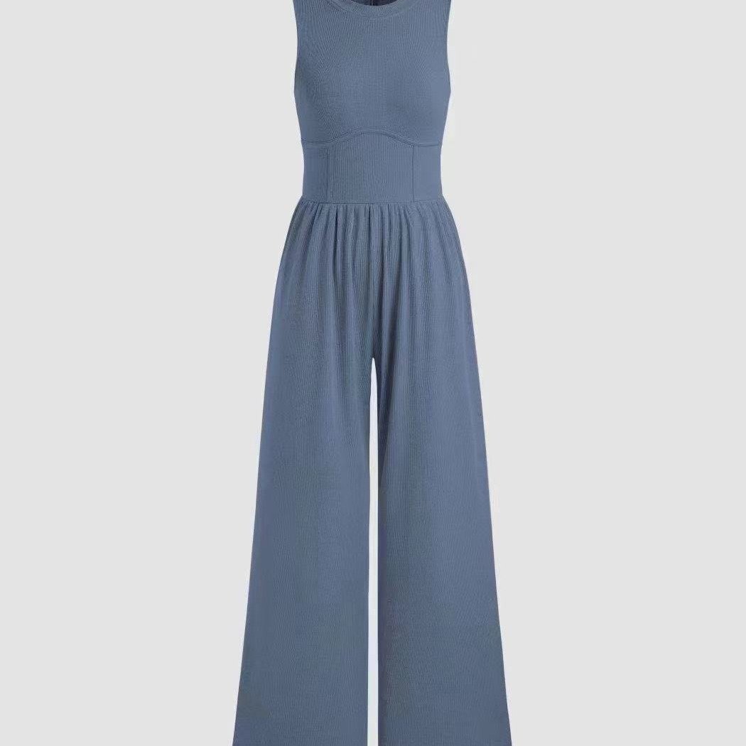HOT SALE 49% OFF- SOLID SLEEVELESS WIDE LEG JUMPSUIT