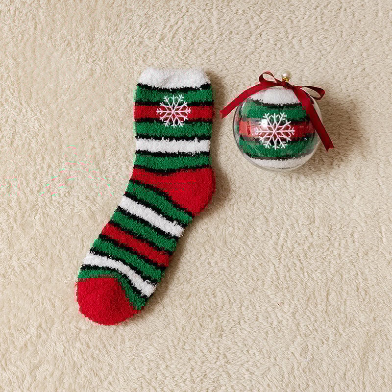 🎁Last Day 49%--🔥 Coral Fleece Socks in a Gift Box Christmas Ball