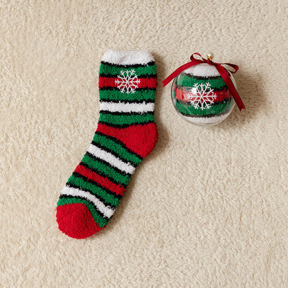 🎁Last Day 49%--🔥 Coral Fleece Socks in a Gift Box Christmas Ball