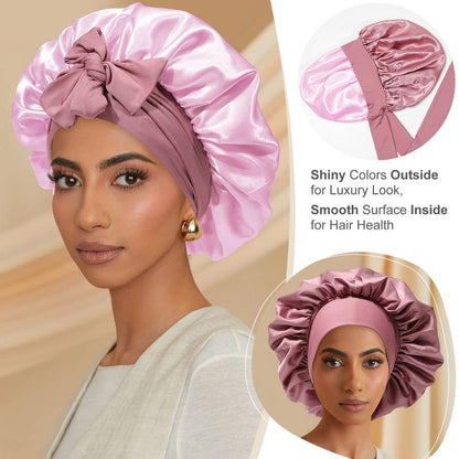 🔥LAST DAY SALE 49% OFF🔥Double Layered Satin Night Caps, Hair Care Silk-Like Bonnet Sleeping Hat