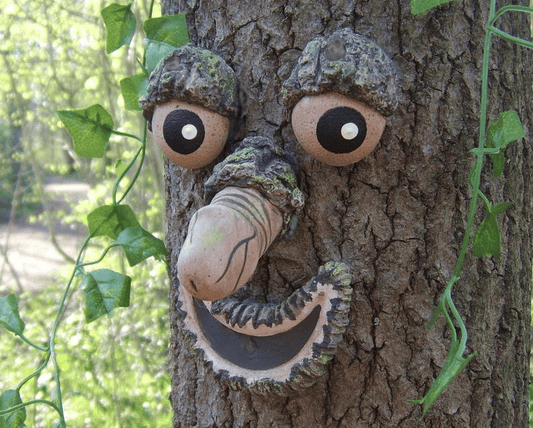 Willy the rude Tree Face - outdoor garden statues