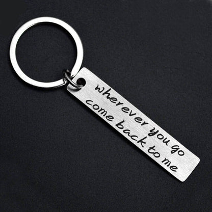 "Wherever you go come back to me"Cute Keychain-- A personalised new year gift for him/her