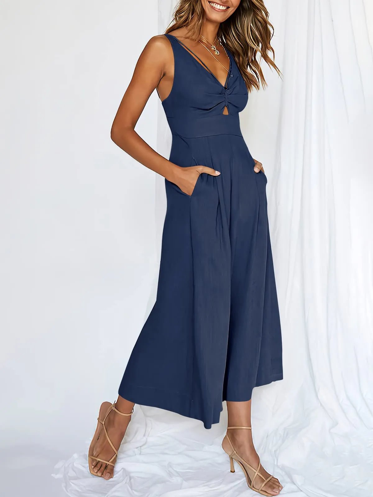 Last Day Promotion 49% OFF😍-V Neck Cutout High-Waist Jumpsuits(Buy 2 free shipping)