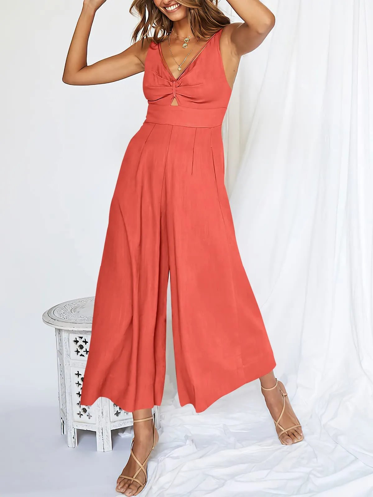 Last Day Promotion 49% OFF😍-V Neck Cutout High-Waist Jumpsuits(Buy 2 free shipping)