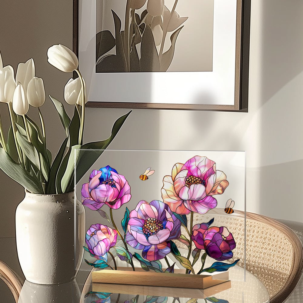 🌷🌼2024 NEW🌻🌺Painted Colorful Flower Pattern Imitation Glass Acrylic Decor💖Buy 3 Get 10% OFF & Free Shipping