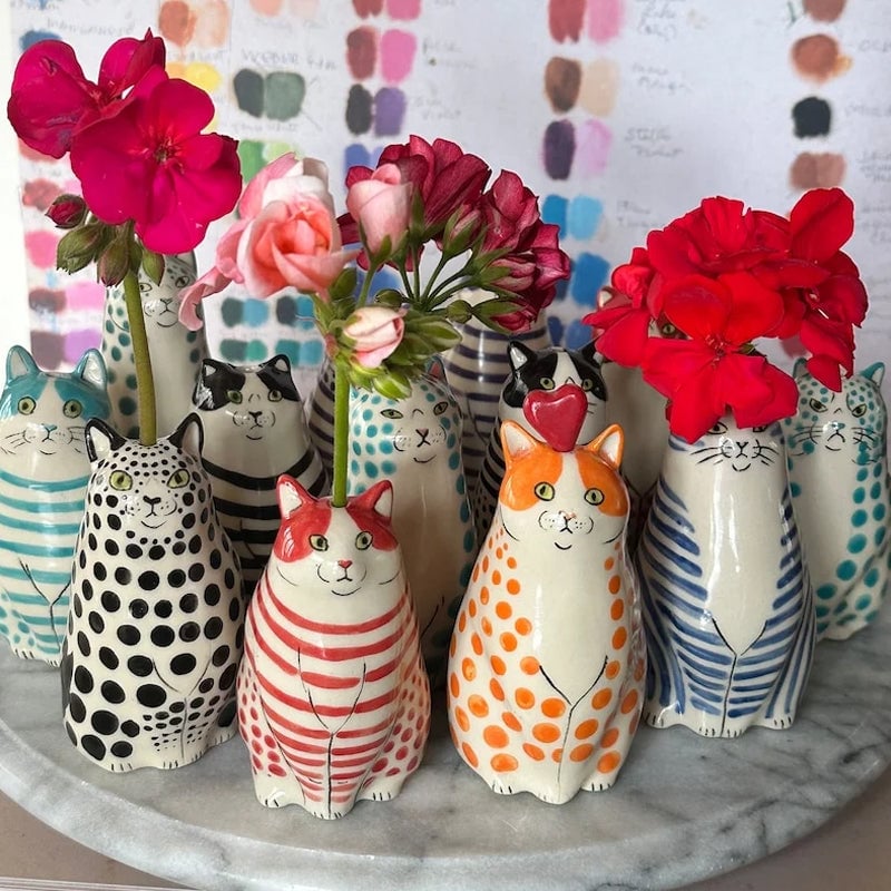 🔥Hot Sale 48% OFF-Polka Dot Cat Vase