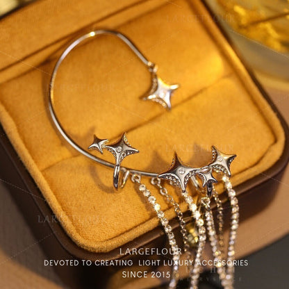 Shiny Star Diamond Tassel Earrings