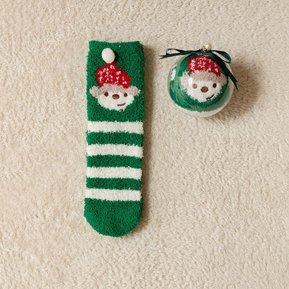 🎁Last Day 49%--🔥 Coral Fleece Socks in a Gift Box Christmas Ball