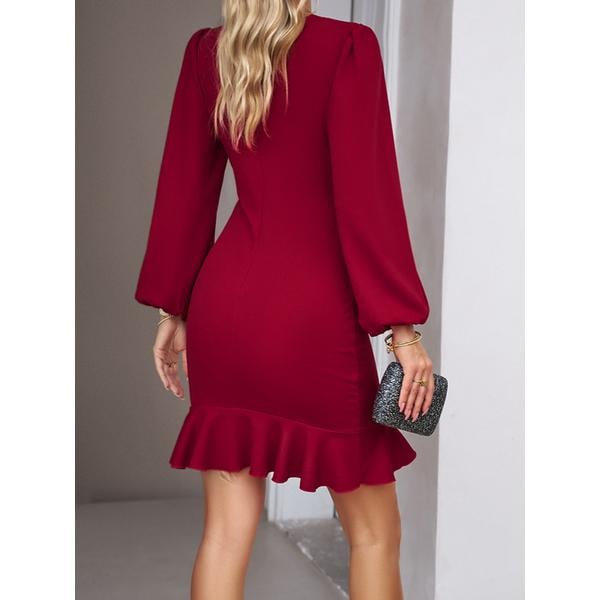 🔥Spring Hot Sale 49% OFF-Women's Dress Puff Sleeve Plain Color(Two for free shipping