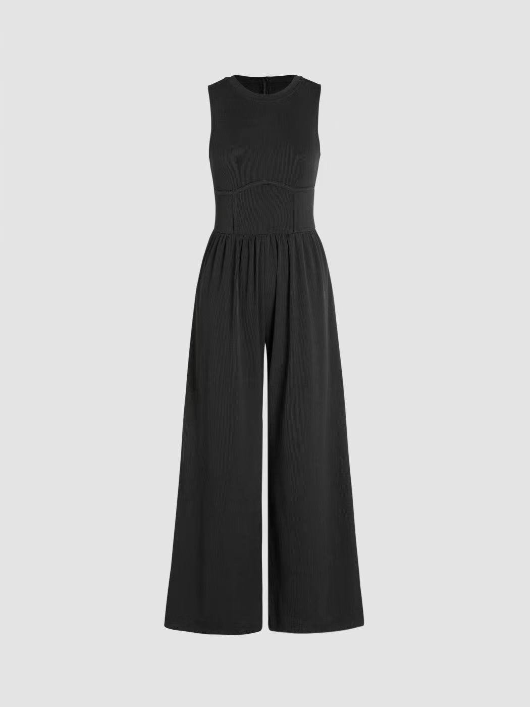 HOT SALE 49% OFF- SOLID SLEEVELESS WIDE LEG JUMPSUIT