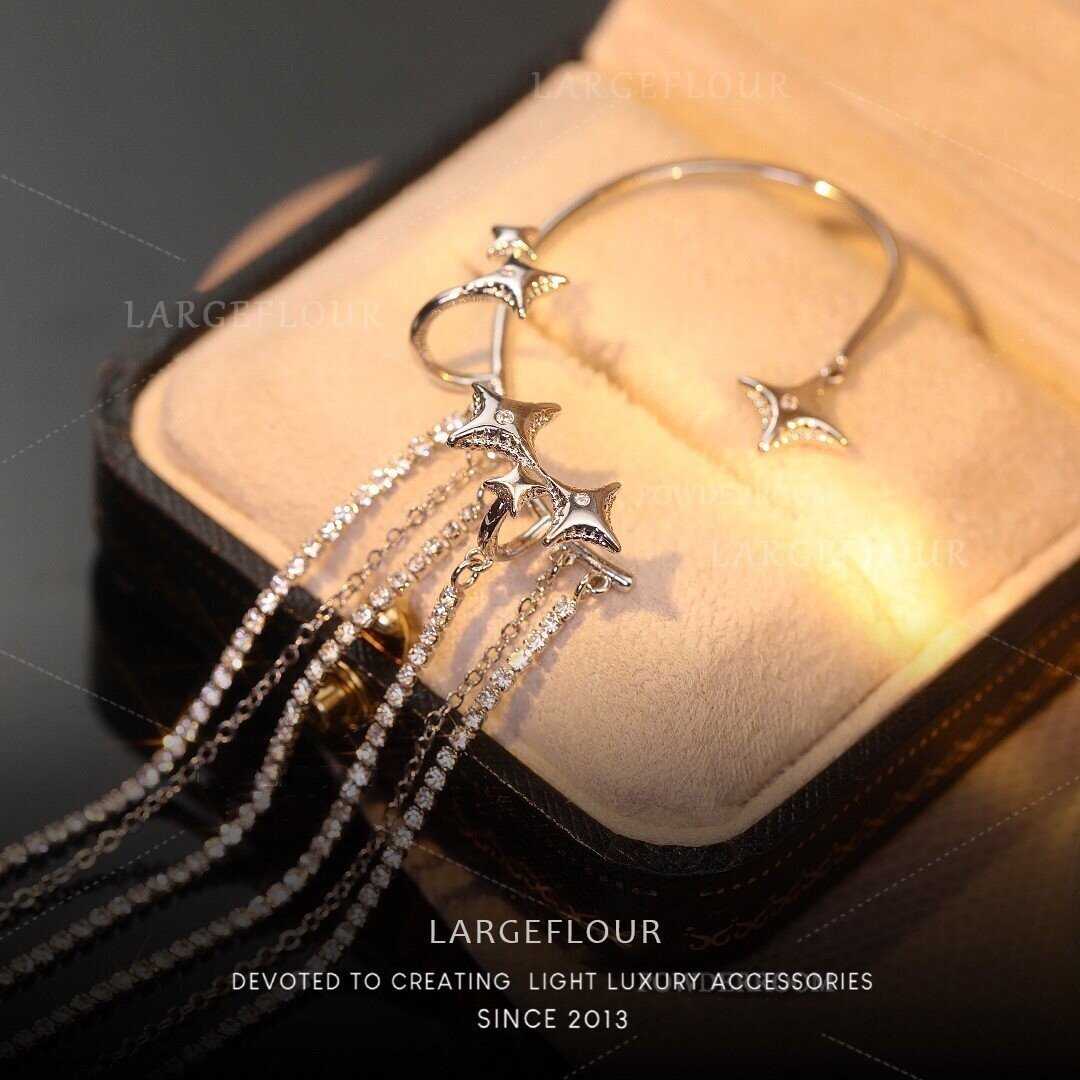 Shiny Star Diamond Tassel Earrings