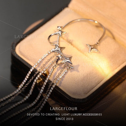 Shiny Star Diamond Tassel Earrings