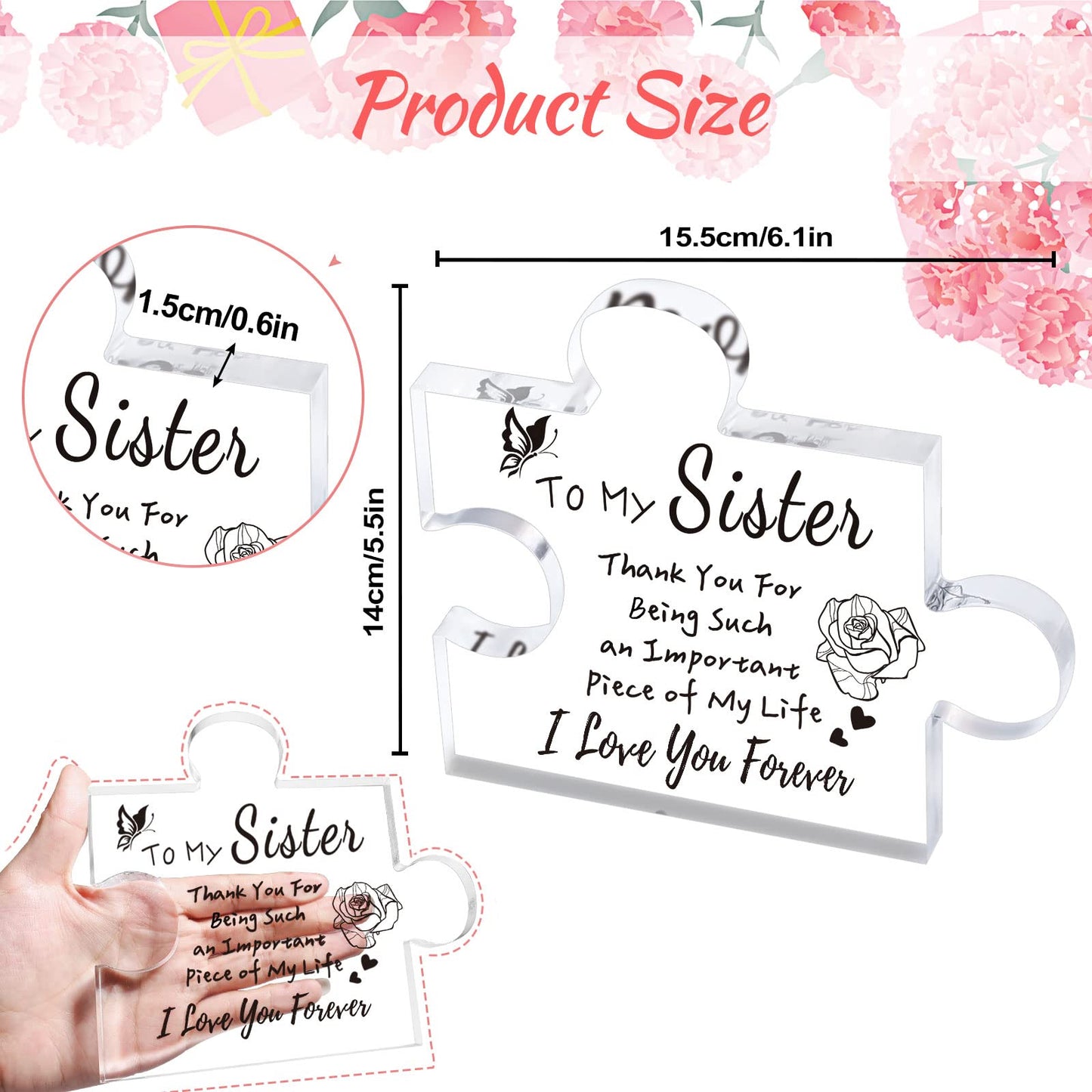 LAST DAY 49% OFF⇝💓'To my sister, thank you for being such an important piece of my life' Puzzle Block
