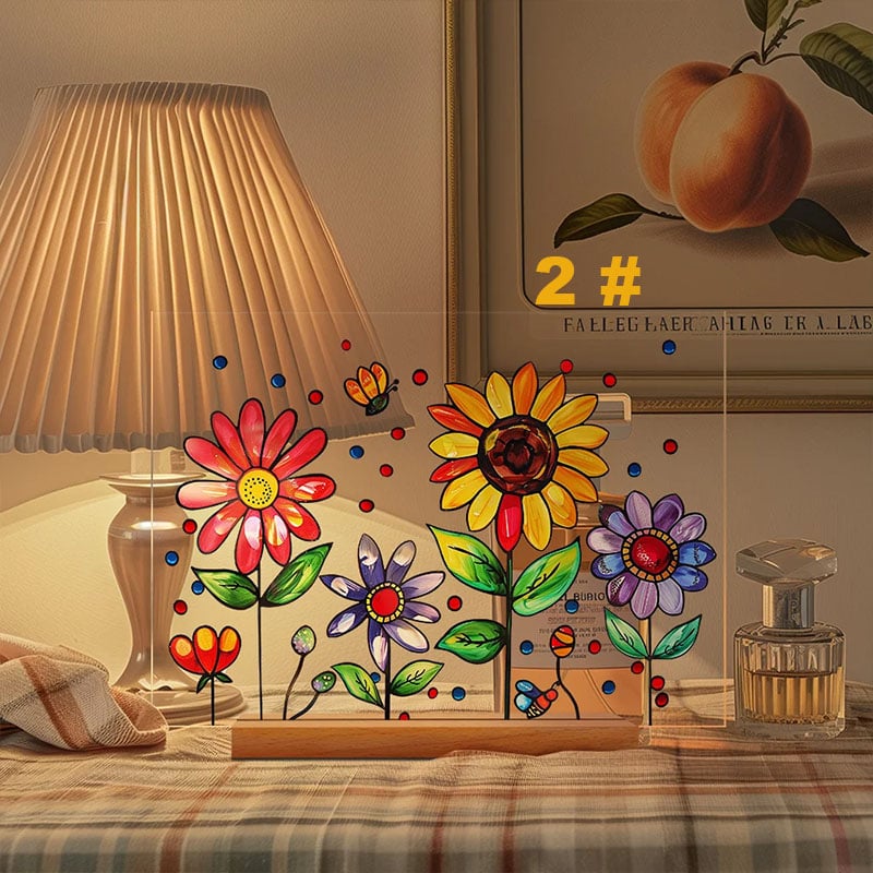 🌷🌼2024 NEW🌻🌺Painted Colorful Flower Pattern Imitation Glass Acrylic Decor💖Buy 3 Get 10% OFF & Free Shipping