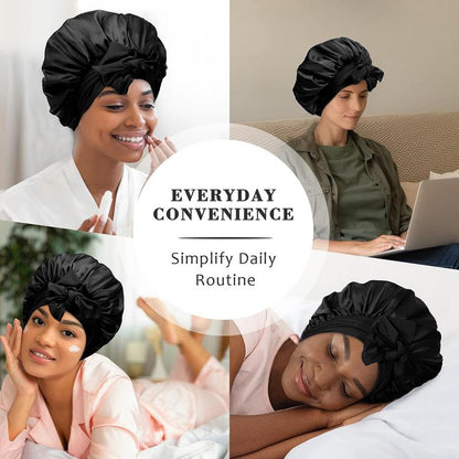 🔥LAST DAY SALE 49% OFF🔥Double Layered Satin Night Caps, Hair Care Silk-Like Bonnet Sleeping Hat