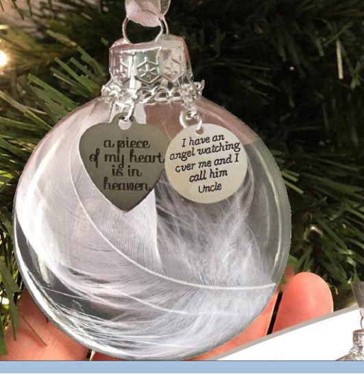 🔥LAST DAY 49% OFF - 💖"A Piece of My Heart Is In Heaven" Feather Ball Memorial Ornament