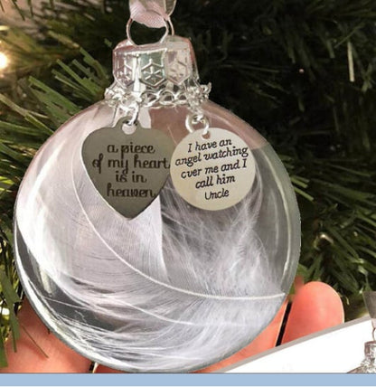 🔥LAST DAY 49% OFF - 💖"A Piece of My Heart Is In Heaven" Feather Ball Memorial Ornament